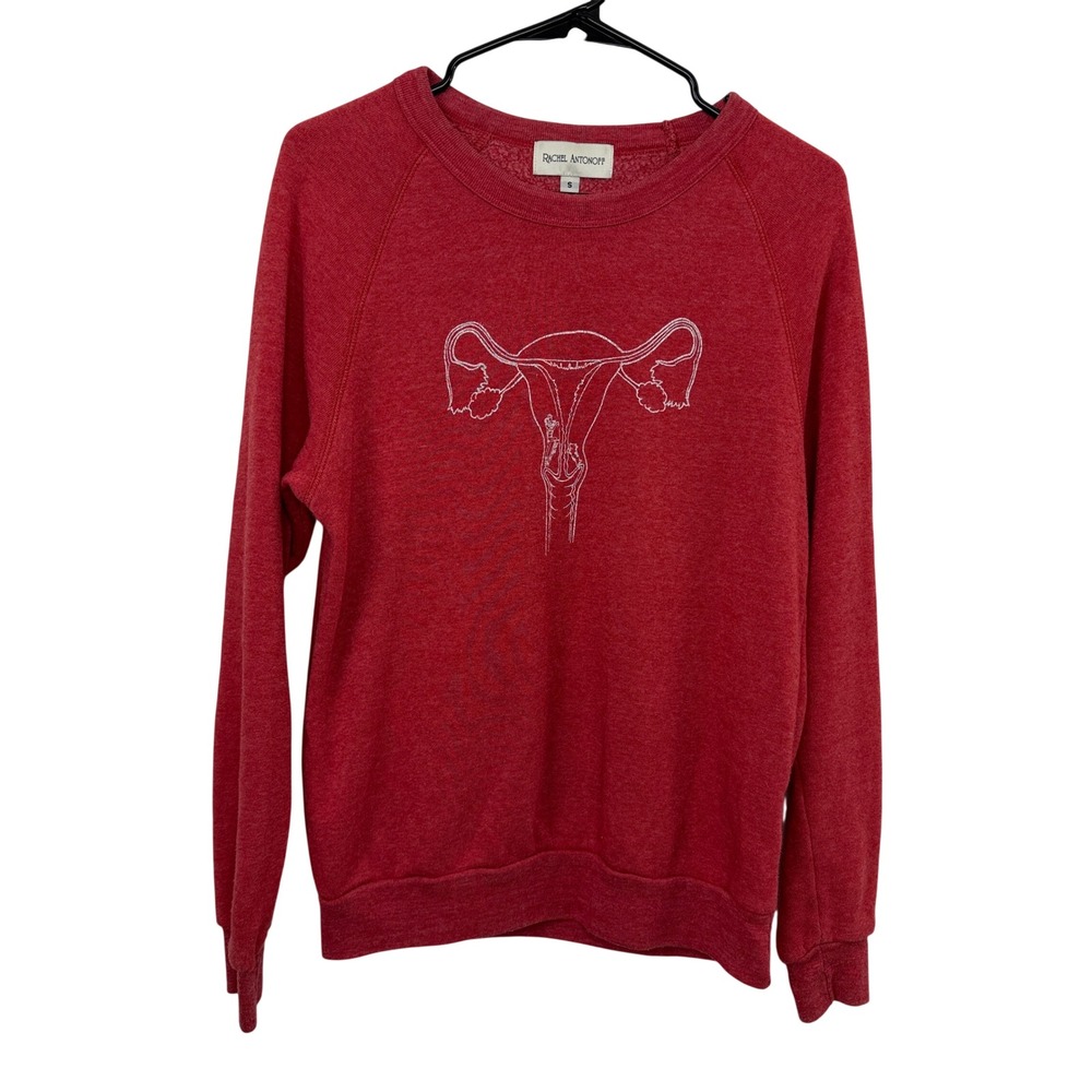 Rachel Antonoff Sweatshirt Womens Small Red Uterus Graphic Raglan Pullover Top